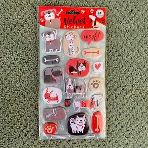Adorable Velvet Puff Dog Stickers! Brand new in the packaging!
